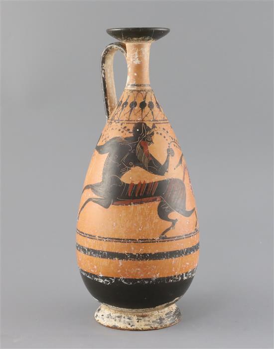 An Attic black-figure lekythos, possibly 6th-5th century B.C., repairs